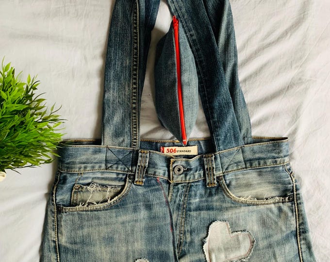 Denim Tote/Shoulder Bag with Zipped Pouch