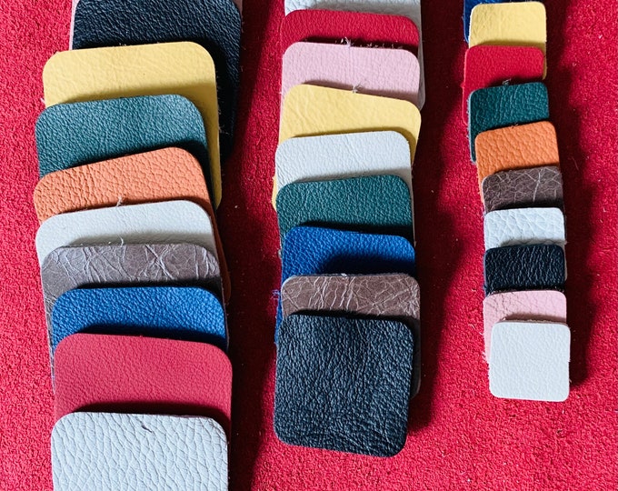 Leather Squares, Leather Embellishments, 30 pack - 10 of each size S,M,L or 30 of one size