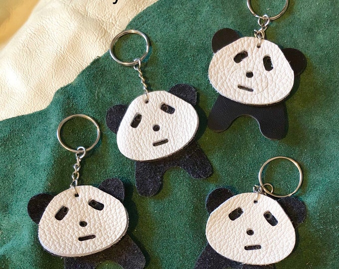 Panda Keyring, Leather Panda Keyring, Panda Bag Charm, Panda Keychain, Panda Bag Accessory, Panda Key-Fob, Panda Gifts,