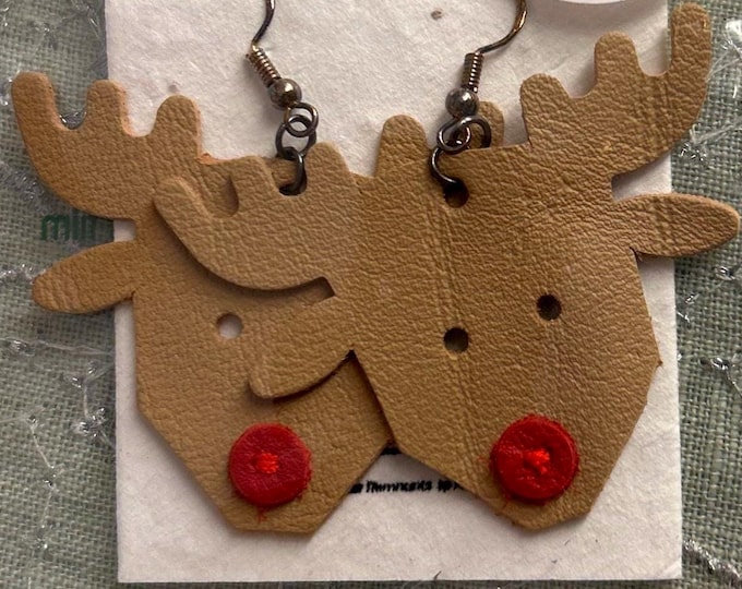 Rudolph Earrings, Reindeer Earrings, Christmas Earrings.