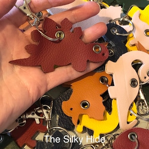 Dinosaur Keyrings, Leather Dinosaur Keyrings, Dinosaur Keychain, Stegosaurus, Triceratops, T-Rex , Diplodocus, Personalise