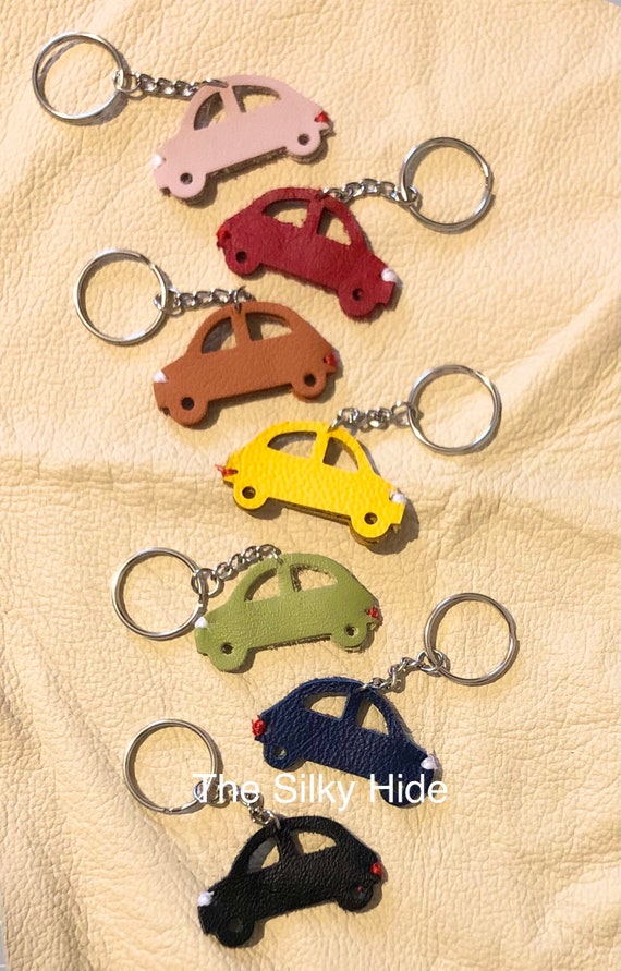 Car Keyrings, Leather Car Keyrings, Car Keyfob, Car Keychain, Car Bag  Charm, Car Key Accessory, Car Zipper Charm, Leather Car Keychain 