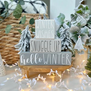 Winter Season Block Wooden Sign - Stackable Signs - Personalised Colours and Designs
