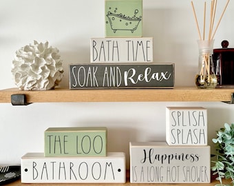 Bathroom Block Wooden Signs