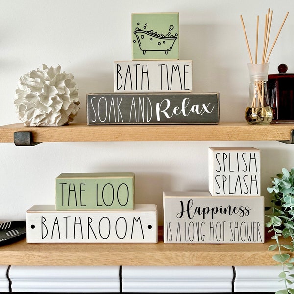 Bathroom Block Wooden Signs