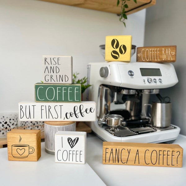 Coffee Block Wooden Signs - Kitchen