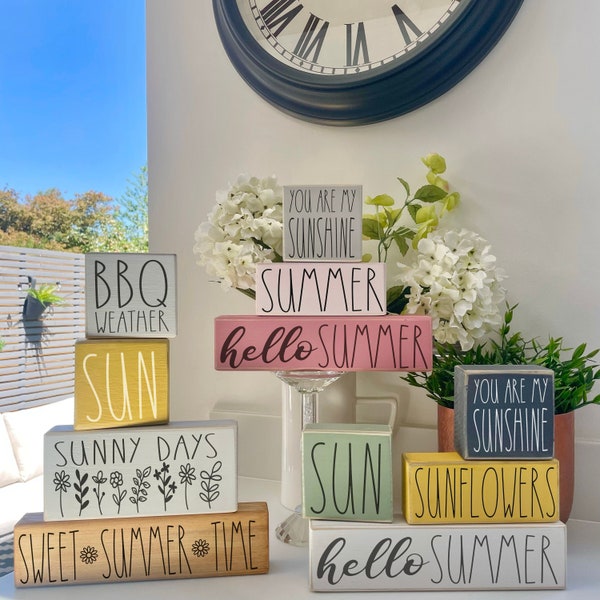 Summer Block Wooden Signs