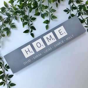 Personalised Family Name Sign: Scrabble Tile Wooden Plaque