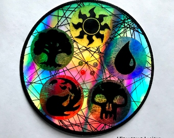 Magic the Gathering Inspired Holographic Sticker - MtG Mana Wheel
