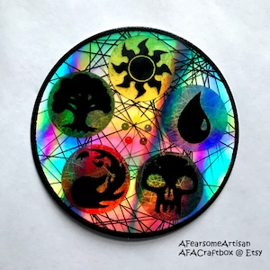 Magic the Gathering Geïnspireerd Holografische Sticker - MtG Mana Wheel