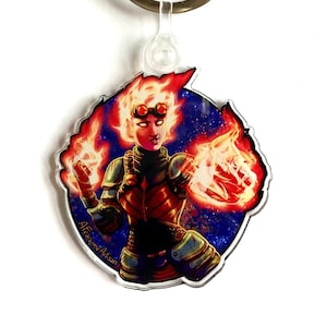 MtG-inspired acrylic keychain- Planeswalker Chandra Nalaar