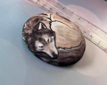 Sleepy Wolf Soft Plush Pin