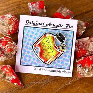 TTRPG Inspired Acrylic Pin - Bottled Percentile Dice