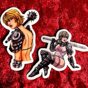 DnD Half-Elf Crusader Babe Pinup Vinyl Sticker Set