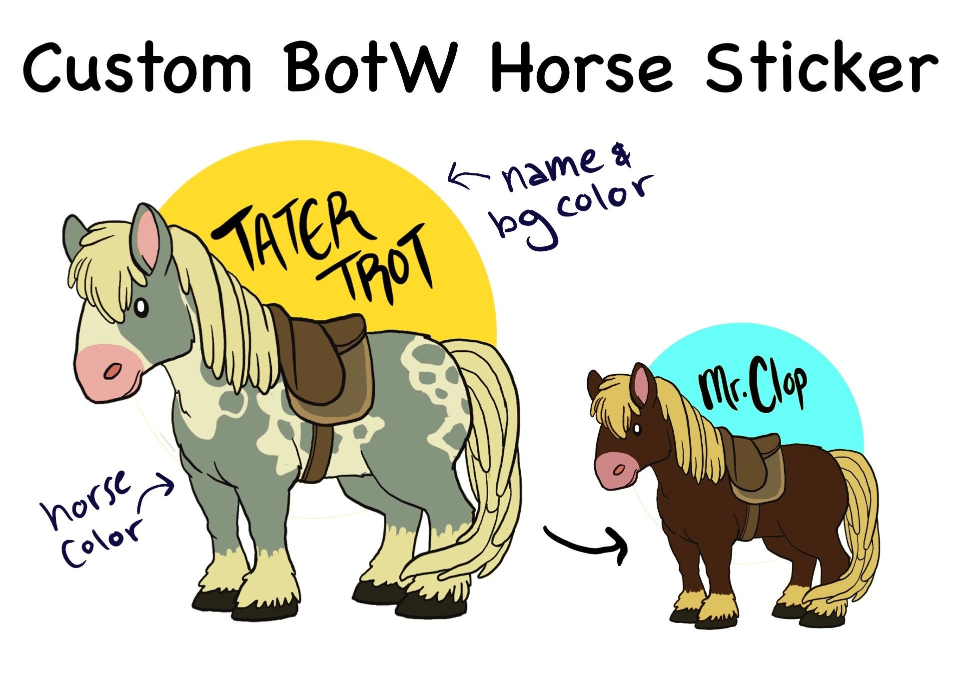 Custom Botw Cartoon Horse Sticker Personalized Steed - Etsy