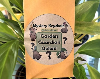 Mini MYSTERY Acrylic Double Sided Keychain / Garden Guardian Golem Charm