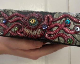 Handmade Burgundy Beholder Dice Tray- Unique Sculpted TTRPG Accessory