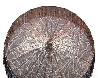 Bronze Sequins Parasol Bridal Umbrella Wedding Festivals Burning Man Beach Bridesmaid Photography Parades Sun Protection