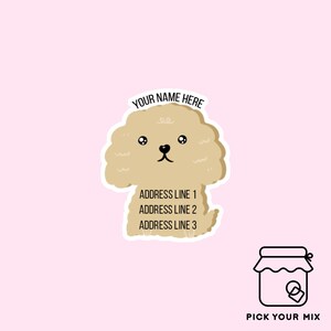 Set of 5, 12 or 30, PA74 - Return address label - Poodle