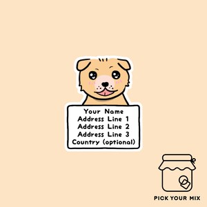 Set of 5, 12 or 30, PA72 - Return address label - Dog