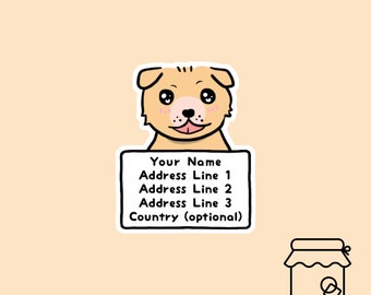 Set of 5, 12 or 30, PA72 - Return address label - Dog