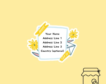 Set of 5, 24 or 30, PA13 - yellow flowers with a letter Return address label