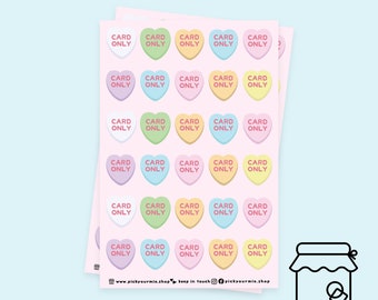 Card Only heart candy label sticker sheet