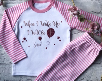 First Birthday Gift Childrens Birthday Pyjamas When I Wake Up Personalised Kids Pjs Gifts For Babies First Gift