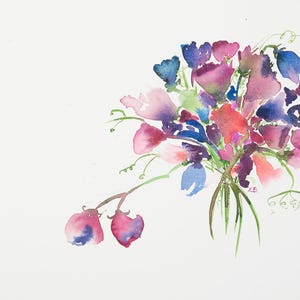 SUMMER SWEET PEA Giclée print of original watercolour painting, 40 x 50 cm