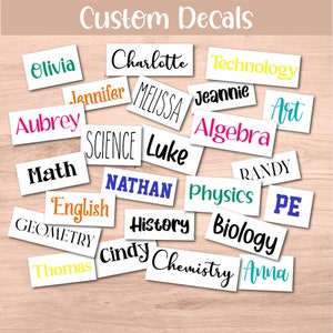 Custom Name Decals | Back to School Decals | Course Name Decal | Subject Decals | Custom Stickers | Labels | Personalized Name Labels | Word