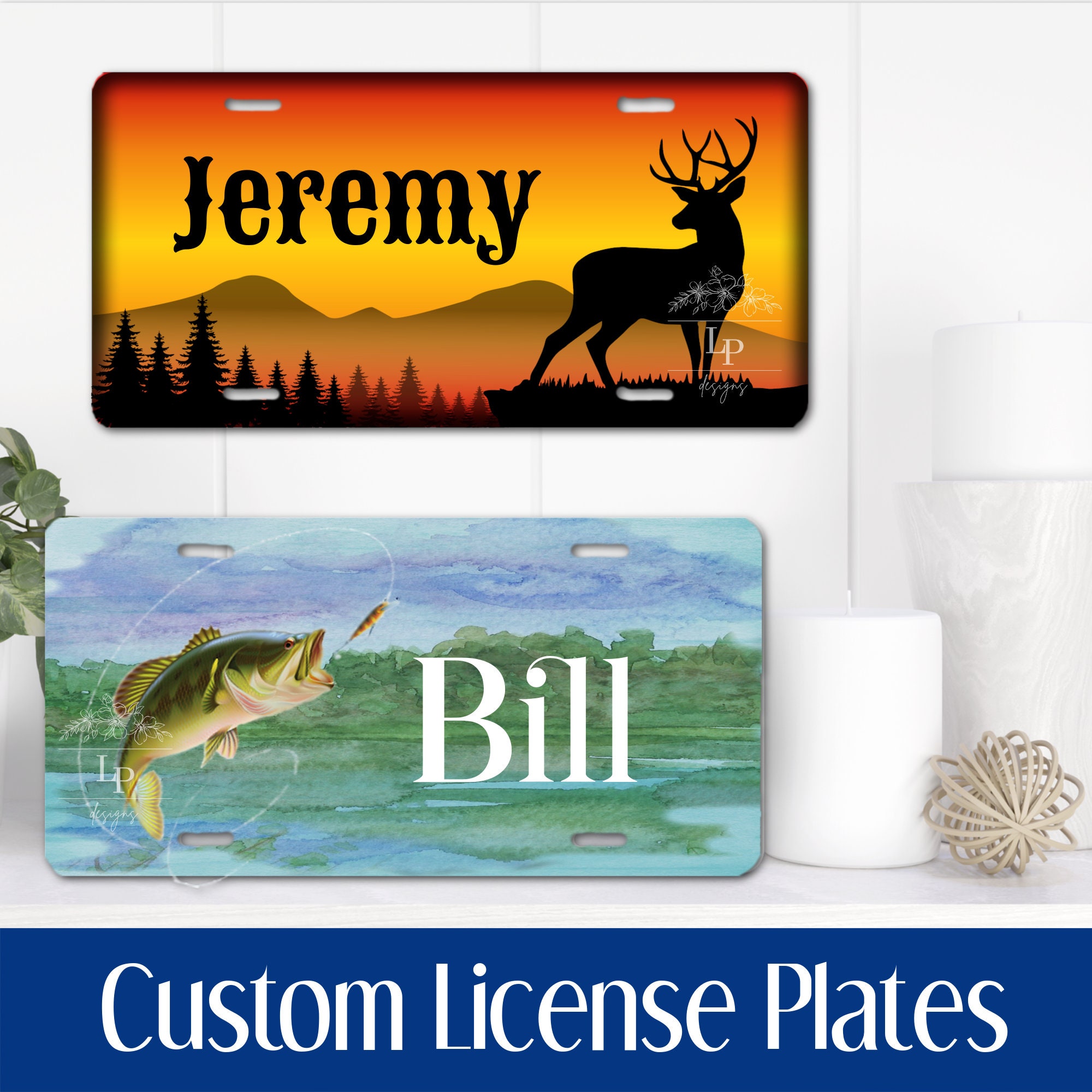 Custom Hunting License Plate Custom Fishing License Plate Car Tag 6in X