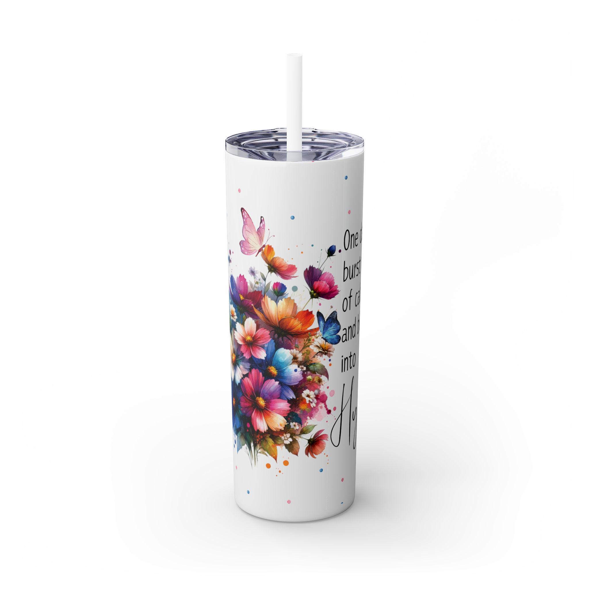 Vibrant Floral 20oz Tumbler With Fun Quote - 'one Day I