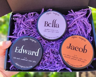 TWI TRIO | Bella, Edward & Jacob Travel Tins | Handcrafted Vegan Soy Candle
