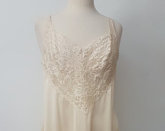 Full Slip , Wide Lace Trim ,  1980's  Vintage  Lingerie, Size  Extra Large For The Fuller Figure