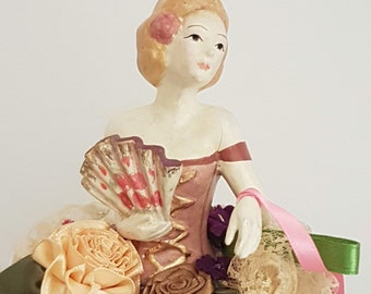 Half Doll  Box,  Porcelain  And Fabric , Vintage  1980'S   1990'S  Katherines Collection ,  By    Wayne Kleski  ,Rare Find