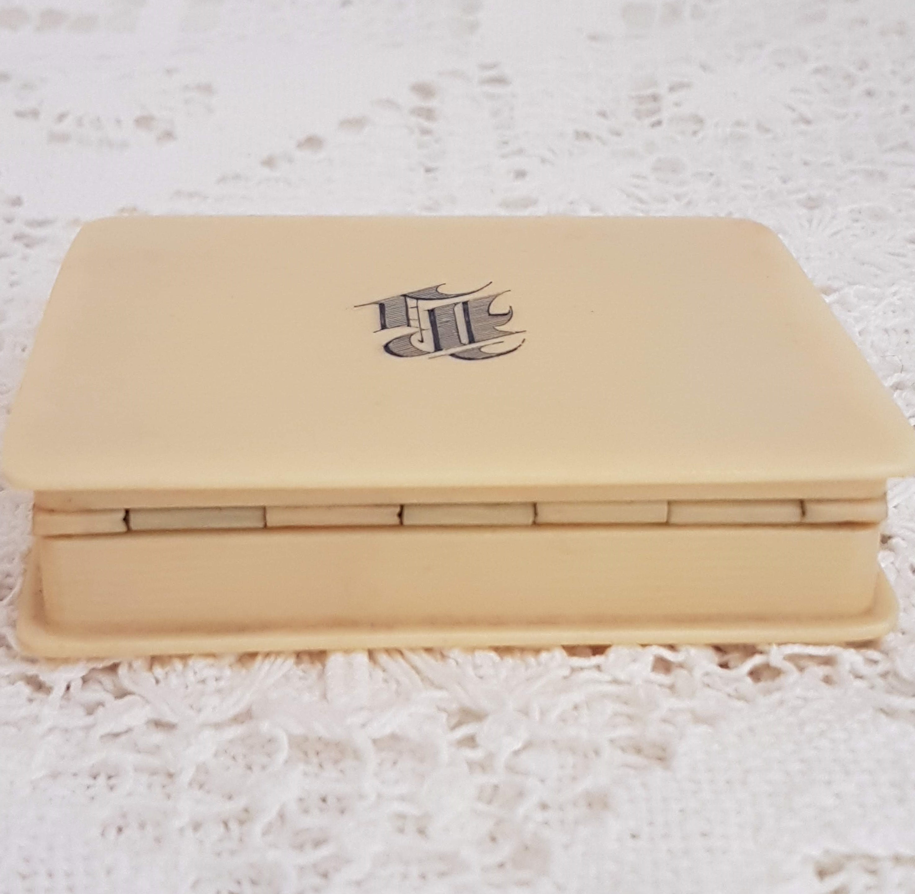 Vintage French Ivory Celluloid Box: Monogrammed Hinged Trinket Box - Etsy