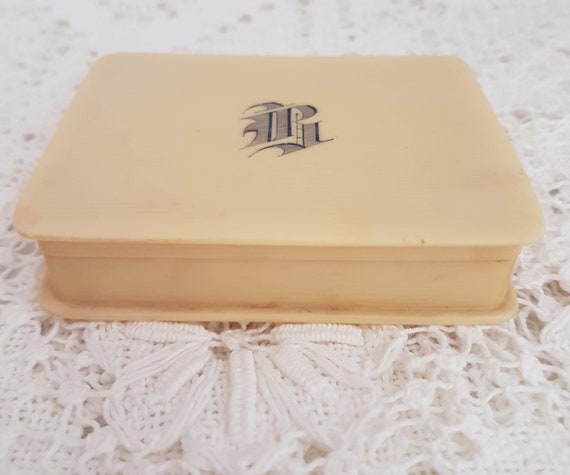 French Ivory / Celluloid  Hinged Lidded  Box,  Mo… - image 1