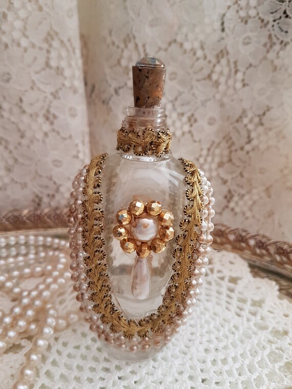 Vintage Style Perfume Bottle Decorated With Pearls Beaded Etsy