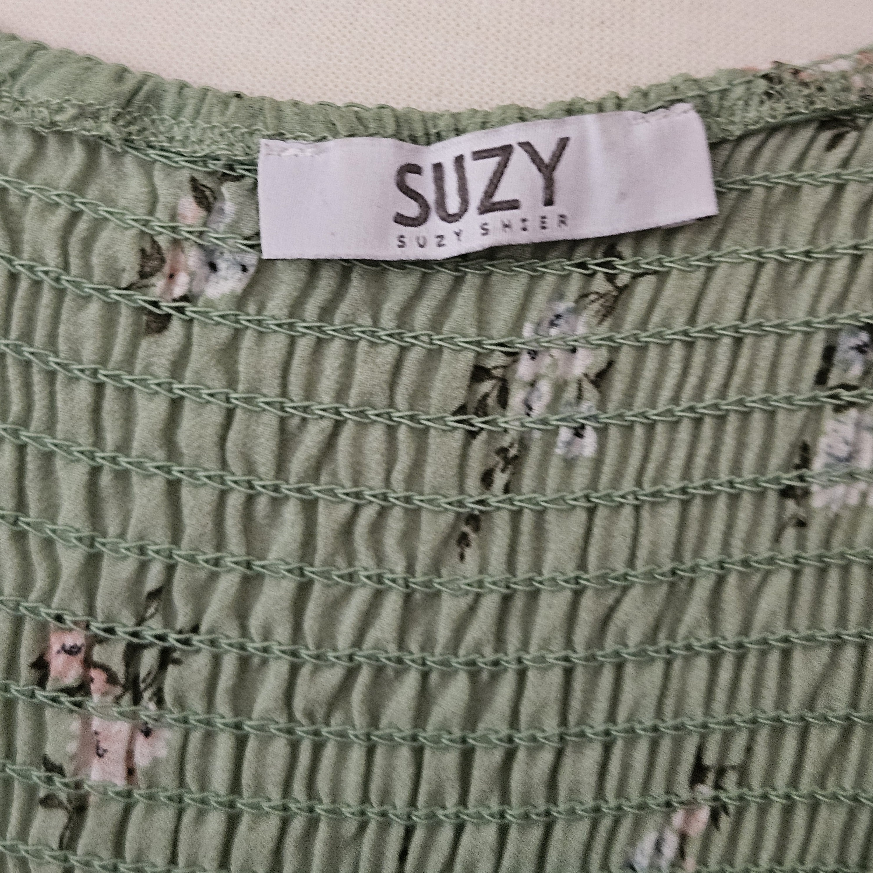 Suzy Shier Green Floral Maxi Dress: Smocked Hippie Style, L - Etsy