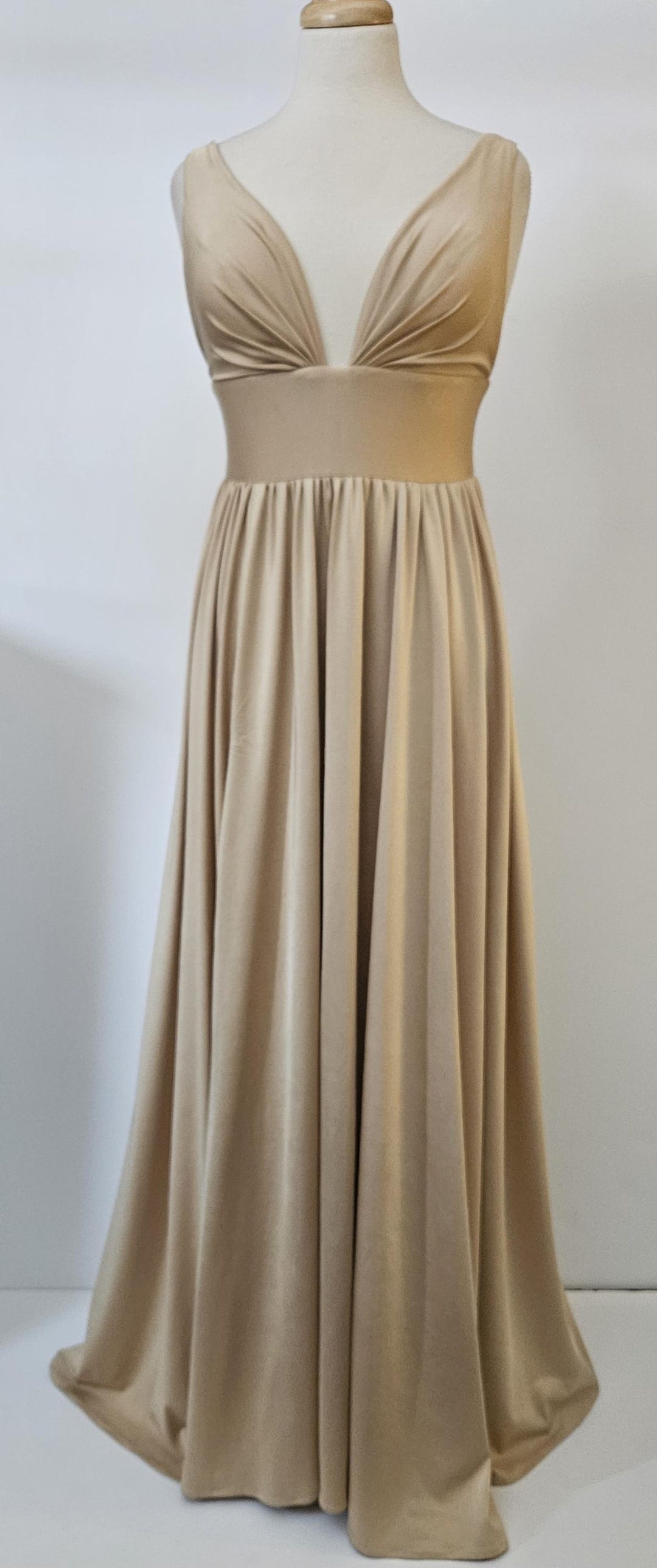 HEBEOS -long Champagne Satin- Formal Gown - Size 8 /10
