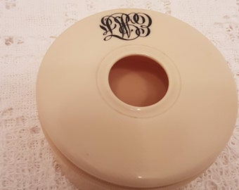 Vintage  French  Ivory , Celluloid  Round  Vanity  Hair Saver  Lidded   Box,  1920's  1930's