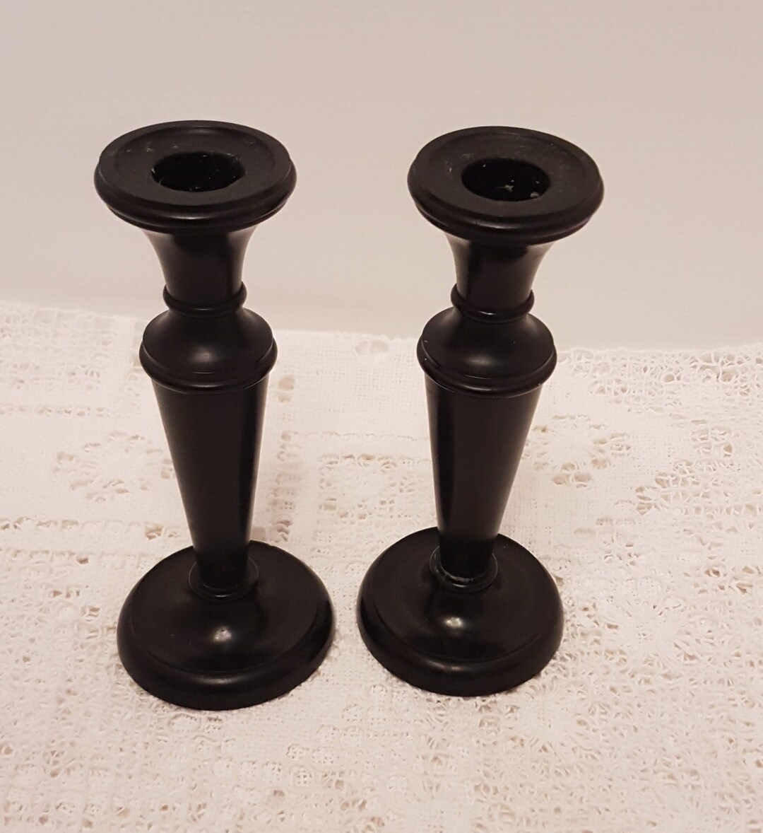 Ebony Candlesticks Victorian Black Wood Pair of Candle Etsy Canada