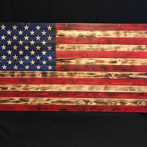 25&quot;x14&quot; Wooden American Flag, Customizable flag, Wood Burned flag, Rustic Flag Sign, Flag Gift, Charred Flag, Distressed Flag