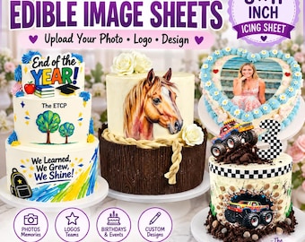 Custom Edible Image Icing Sheet, Personalized Photo for Cake, Edible Cake Topper, Logo or Picture, 8.5x11 Edible Print