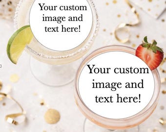 Custom Edible Drink Toppers | Personalized Photo Text Garnish (Set of 15 - 2 inch toppers)