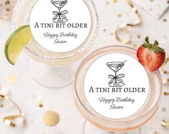 A Tini Bit Older Edible Drink Toppers, Martini Birthday Cocktail Toppers, Funny Birthday Drink Garnish, Milestone Birthday Party Decor