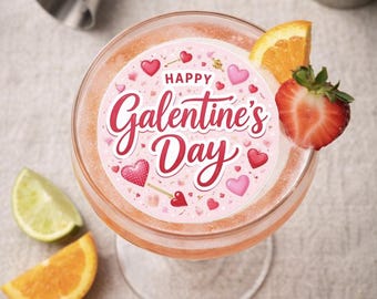 Galentine’s Day 2 inch Edible Drink Toppers, Fun Cocktail & Wine Garnish, Girls Night Party Drinks, Galentine Celebration Decor