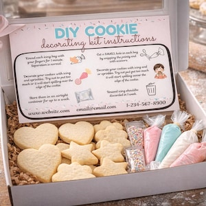 DIY Cookie Kit Instruction Card Template | Cookie Decorating Instructions for Cookie Kits | Cottage Baker Business Insert | Digital Download