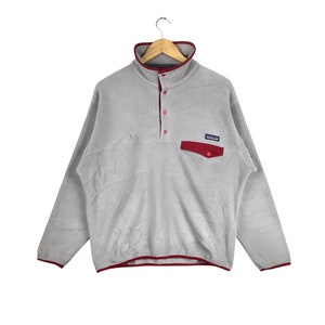 Warm en duurzaam!!! Vintage jaren &#39;90 PATAGONIA SYNCHILLA OUTDOOR Kleding Half Snap Button Fleece Jumper Medium Size