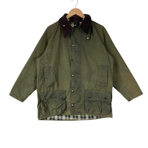 British Luxury And Lifestyle!!! Vintage BARBOUR BEAUFORT SNAP Button Oiled Waxed Army Green Made In England Long Jacket